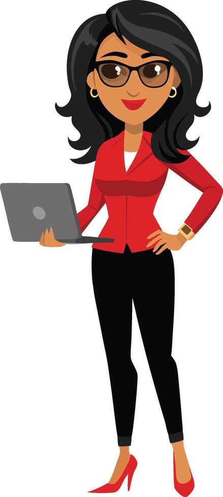 A beautiful Business woman hold on laptop vector