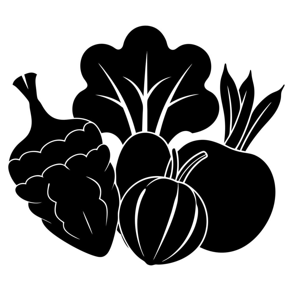 vegetables black silhouette illustration vector