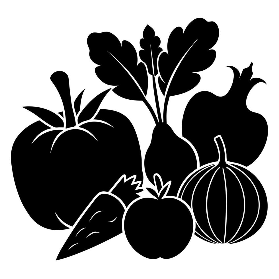 vegetables black silhouette illustration vector