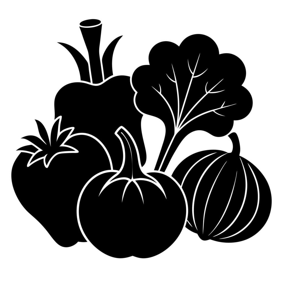 vegetables black silhouette illustration vector