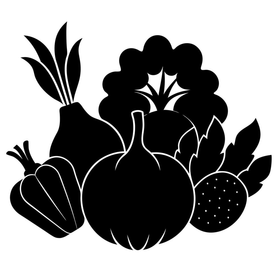 vegetables black silhouette illustration vector