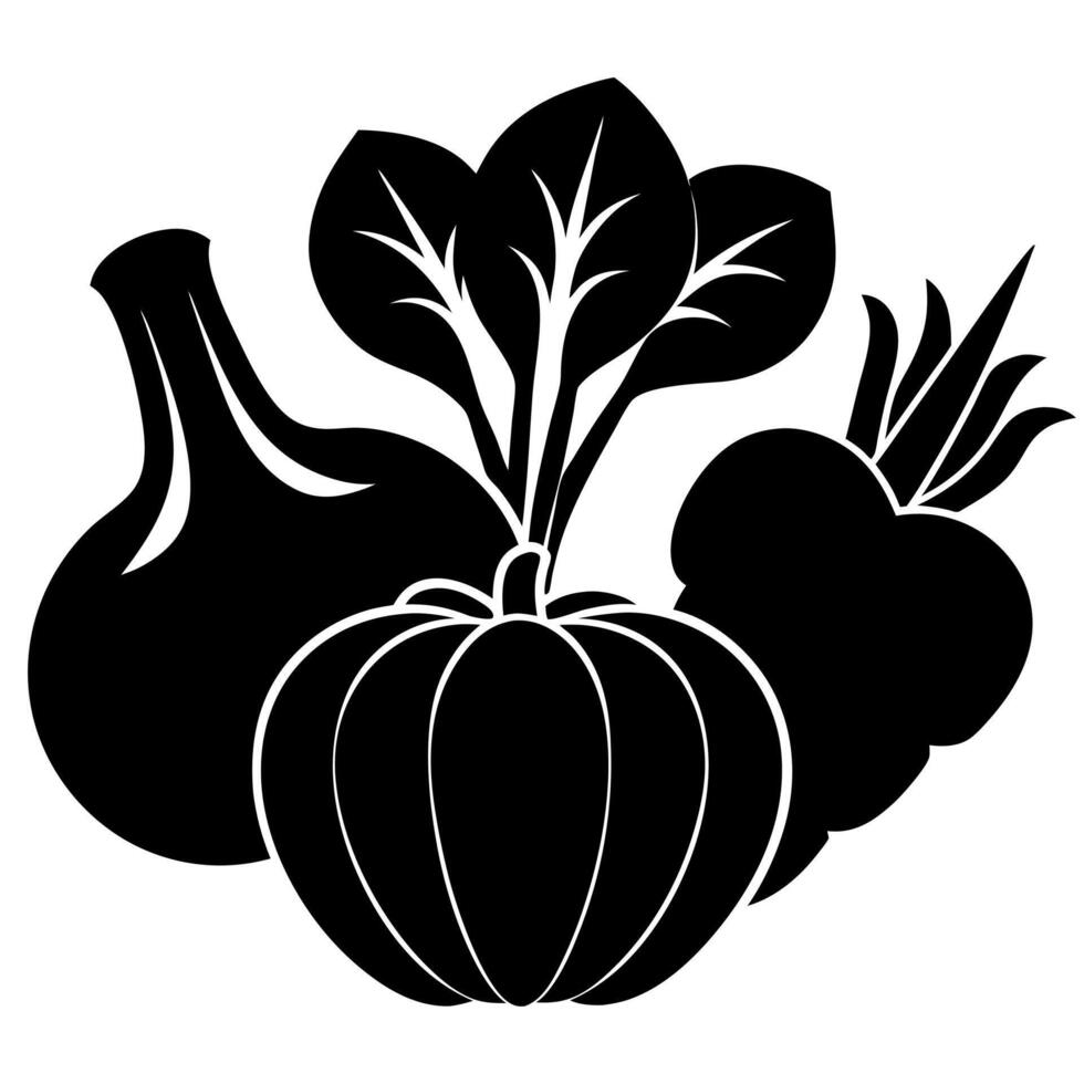 vegetables black silhouette illustration vector