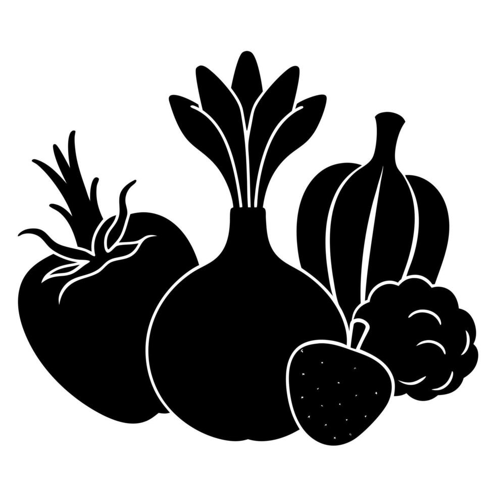 vegetables black silhouette illustration vector