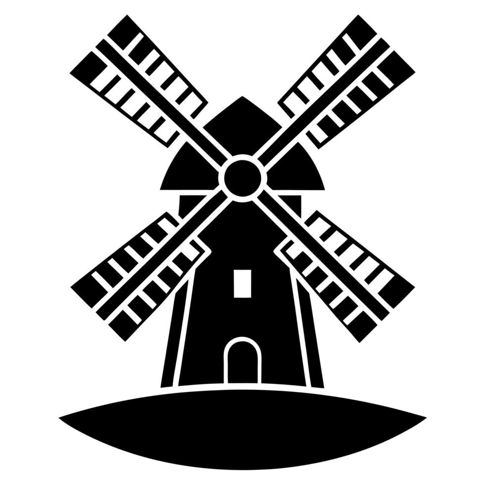 windmill black silhouette illustration vector