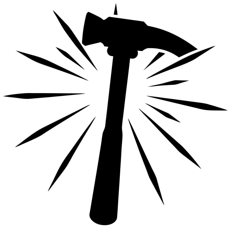 hammer black silhouette illustration vector