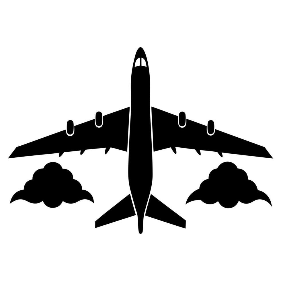 plane black silhouette illustration vector