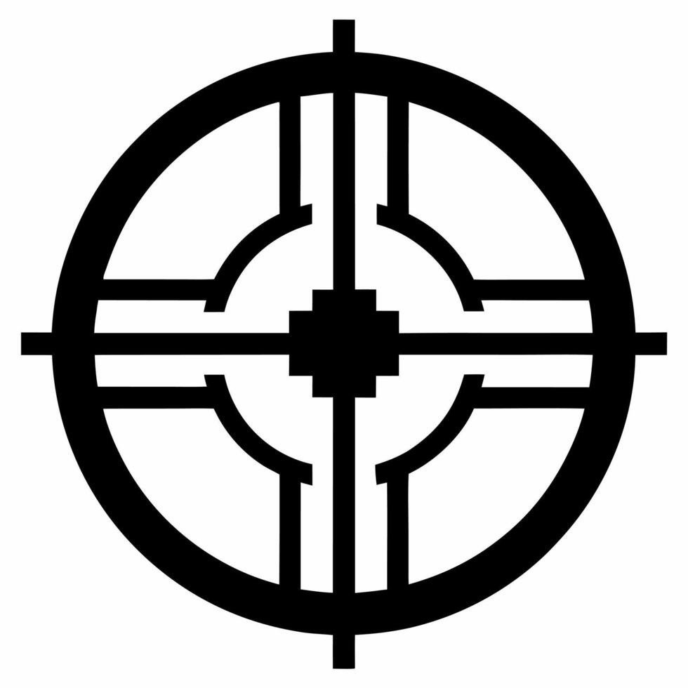 crosshair black fill icon vector