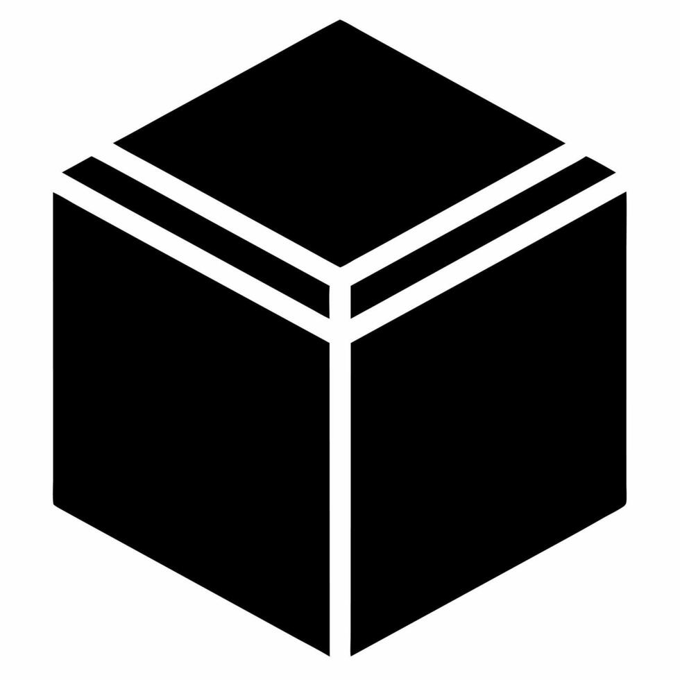 cube black fill icon vector