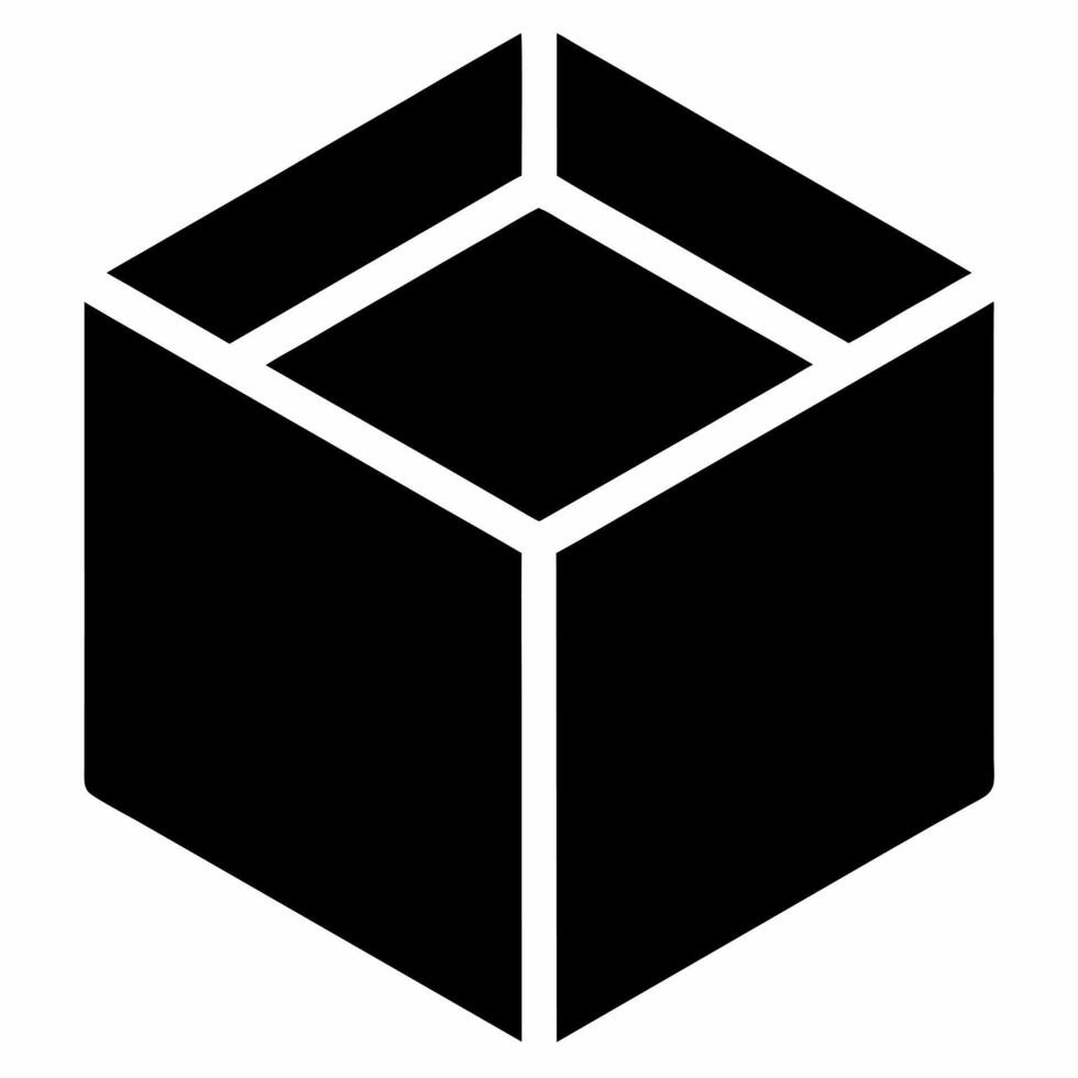 cube black fill icon vector
