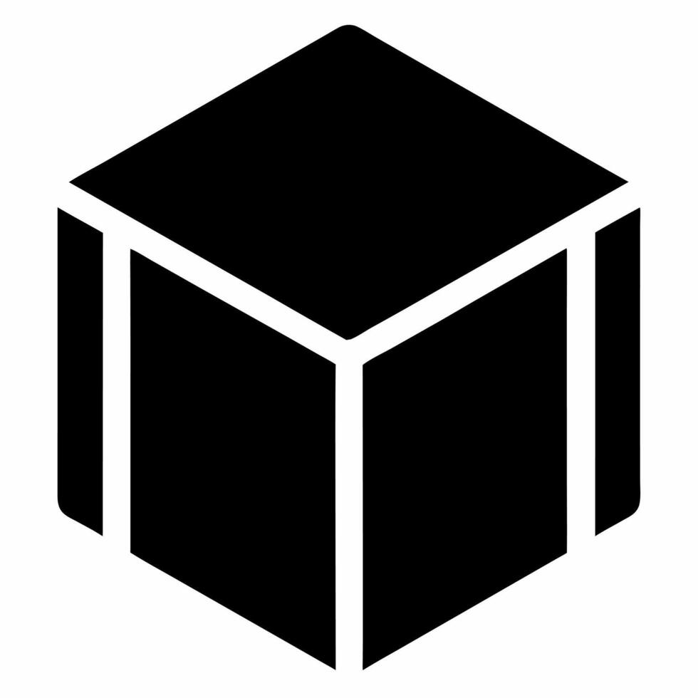 cube black fill icon vector