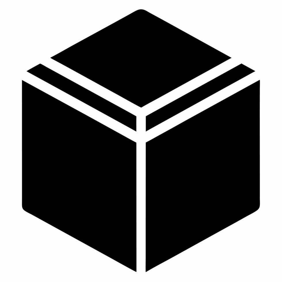 cube black fill icon vector