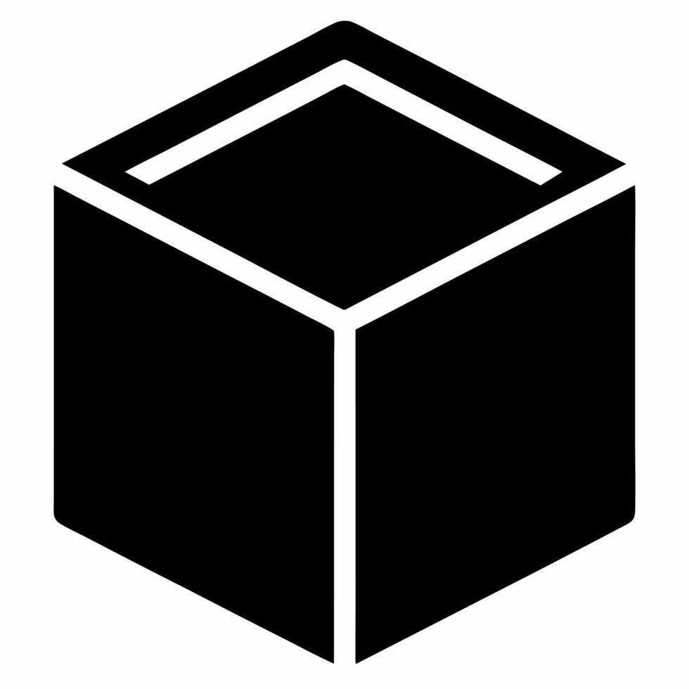 cube black fill icon vector