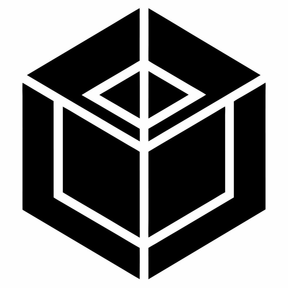 cube black fill icon vector