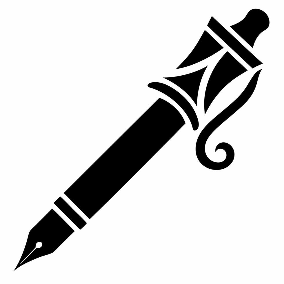 pen fancy black fill icon vector