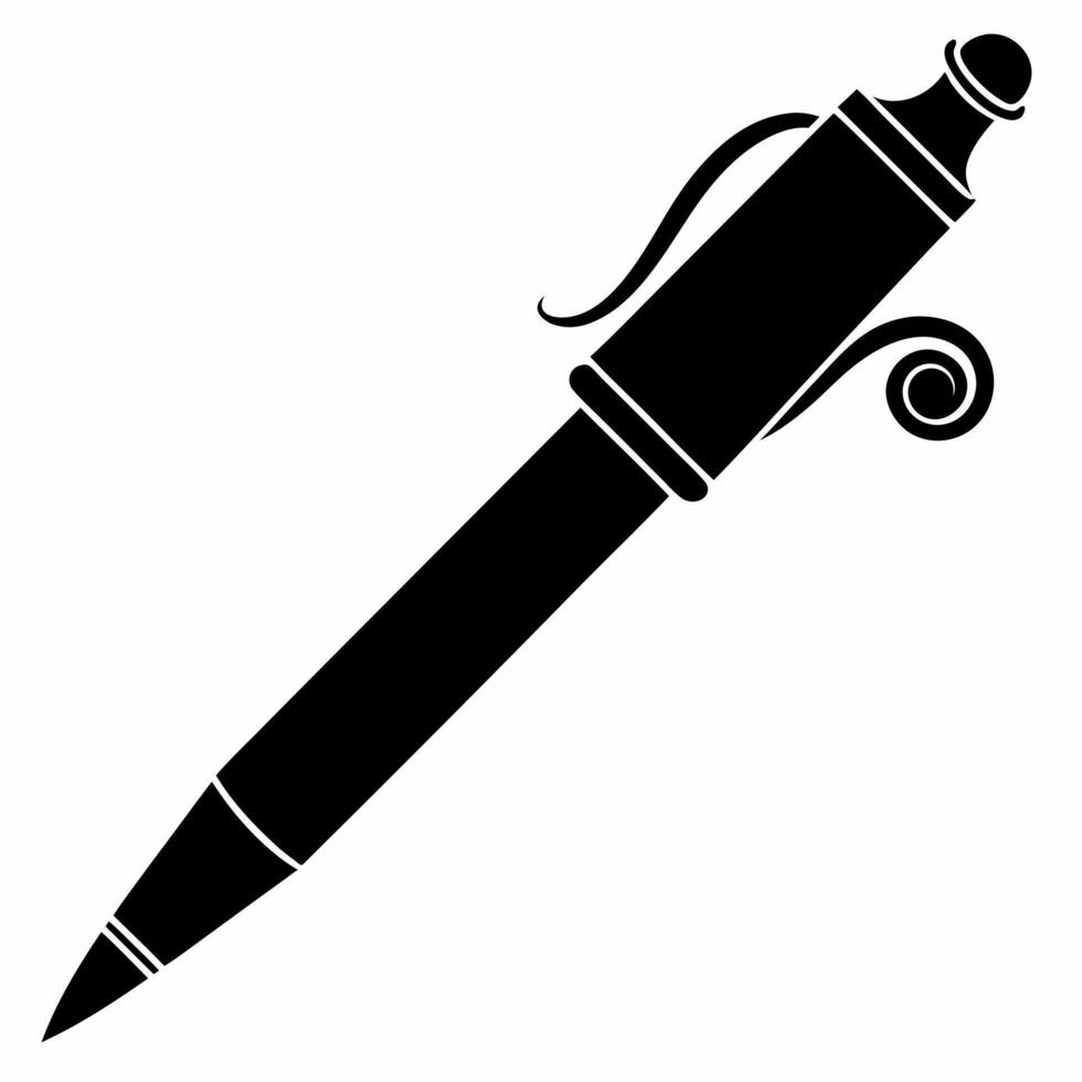 pen fancy black fill icon vector