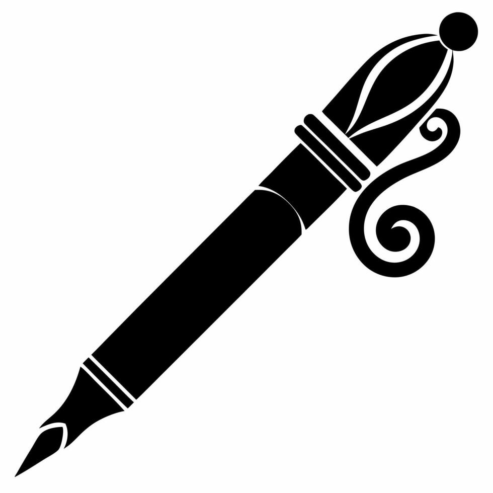 pen fancy black fill icon vector
