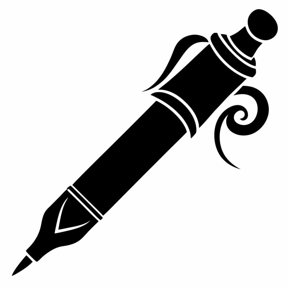 pen fancy black fill icon vector