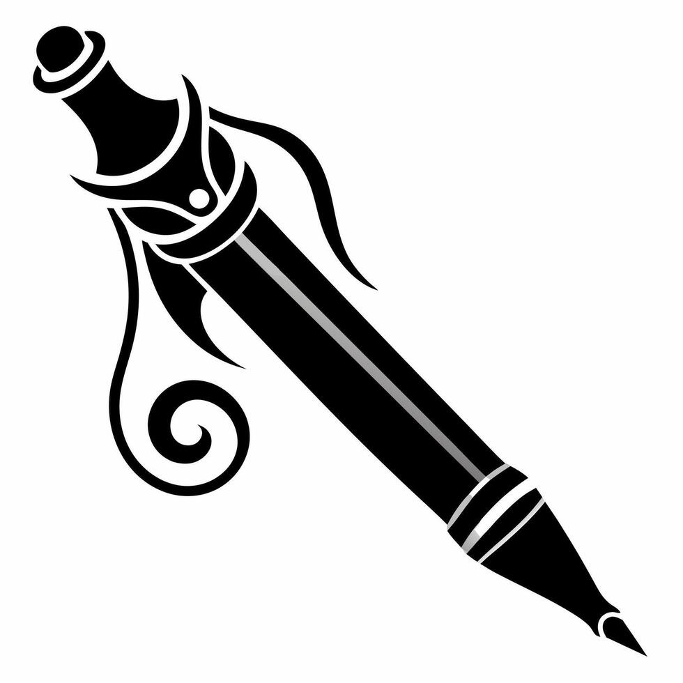 pen nib black fill icon vector