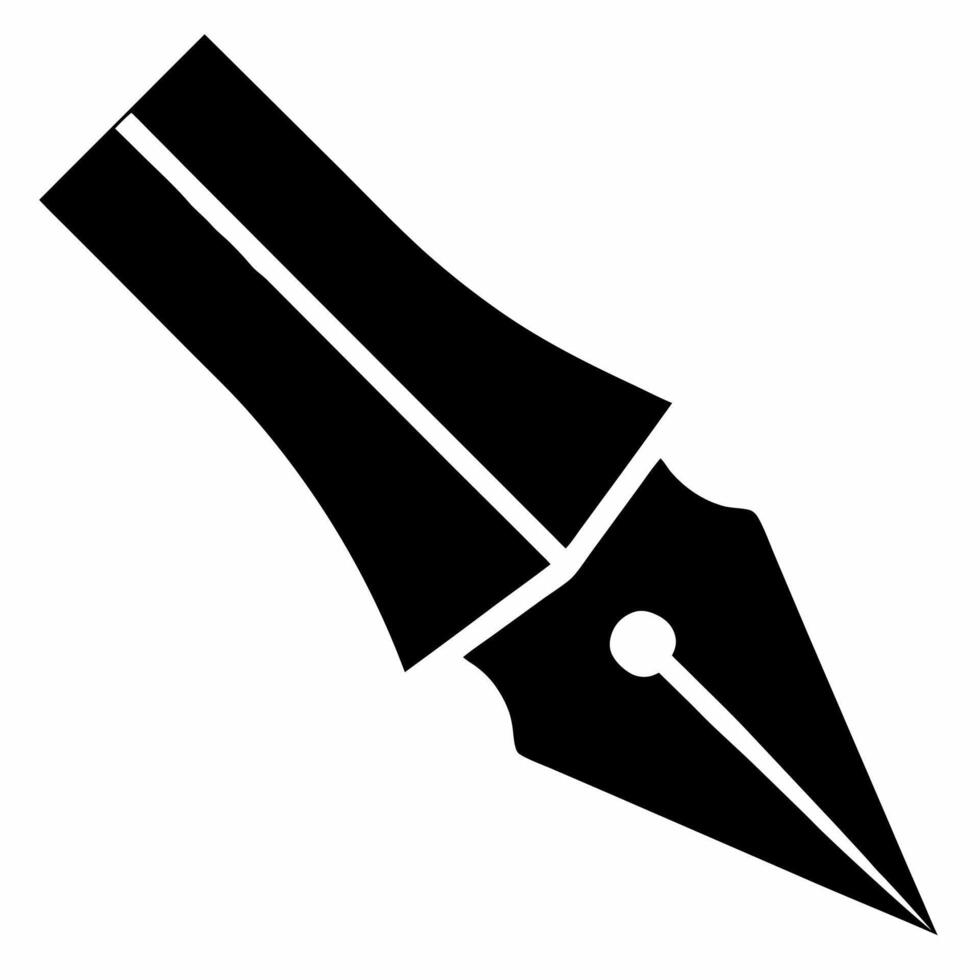 pen nib black fill icon vector