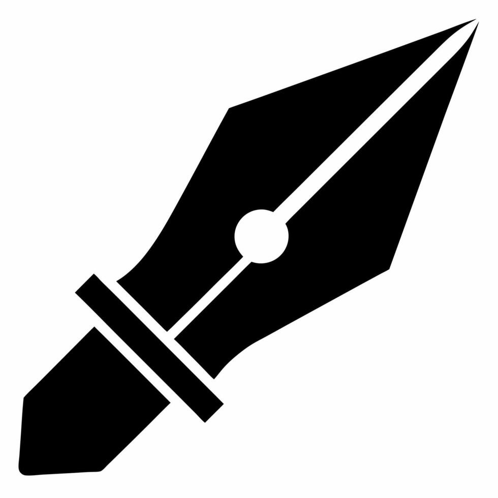 pen nib black fill icon vector