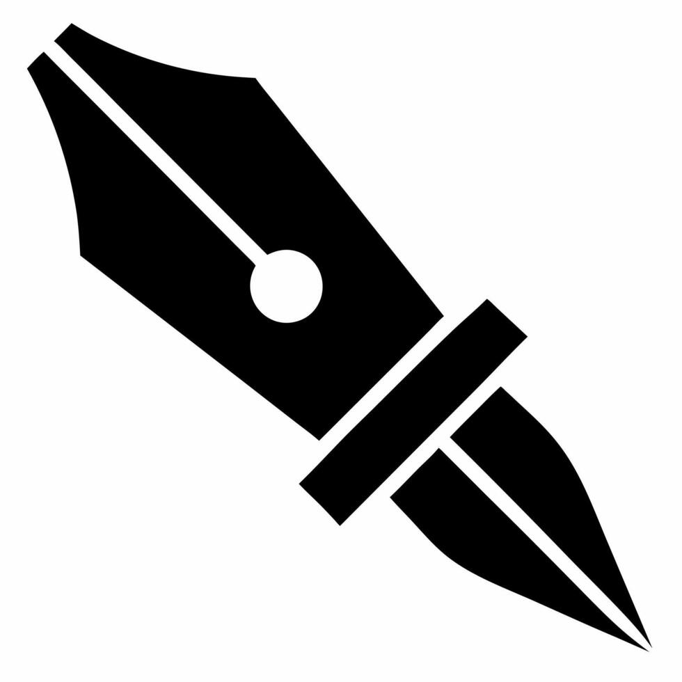 pen nib black fill icon vector