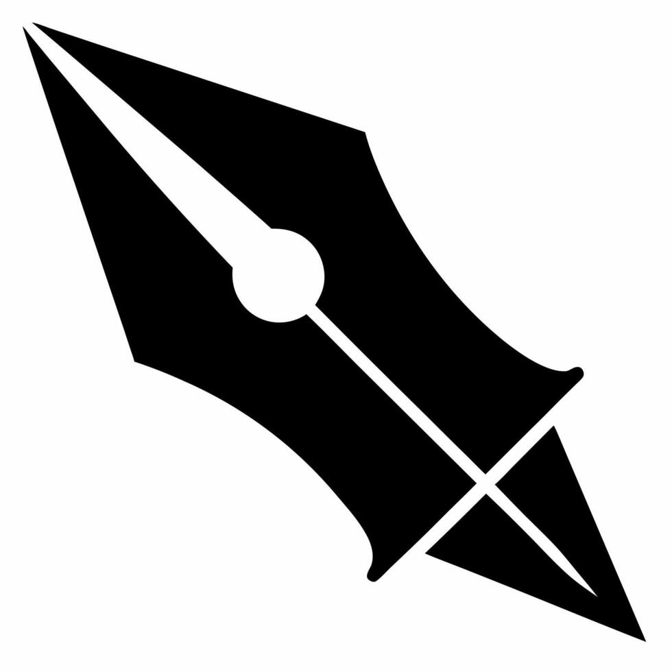 pen nib black fill icon vector