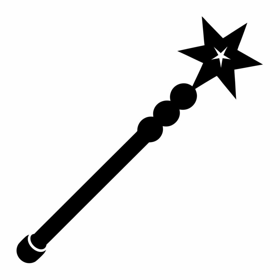 wand magic black fill icon vector