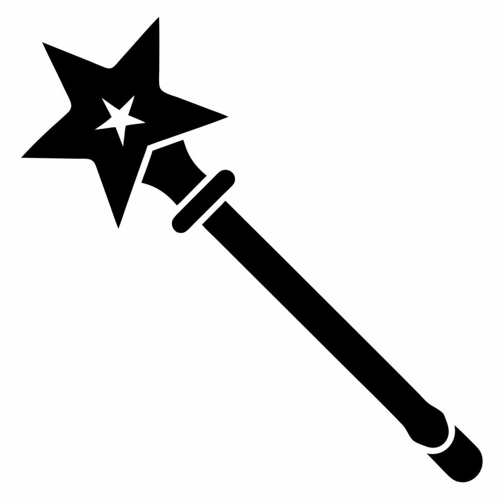 wand magic black fill icon vector