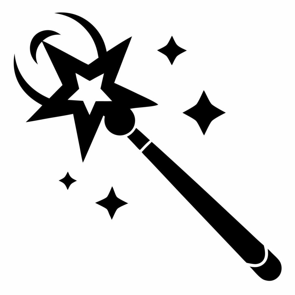 wand magic black fill icon vector