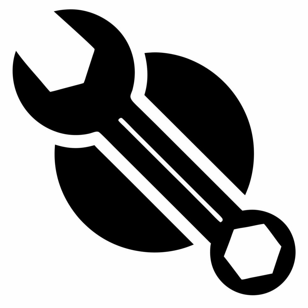 wrench simple black fill icon vector
