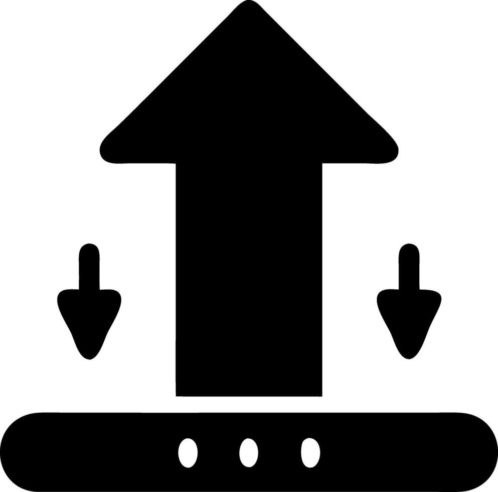 arrow up from bracket black fill icon vector