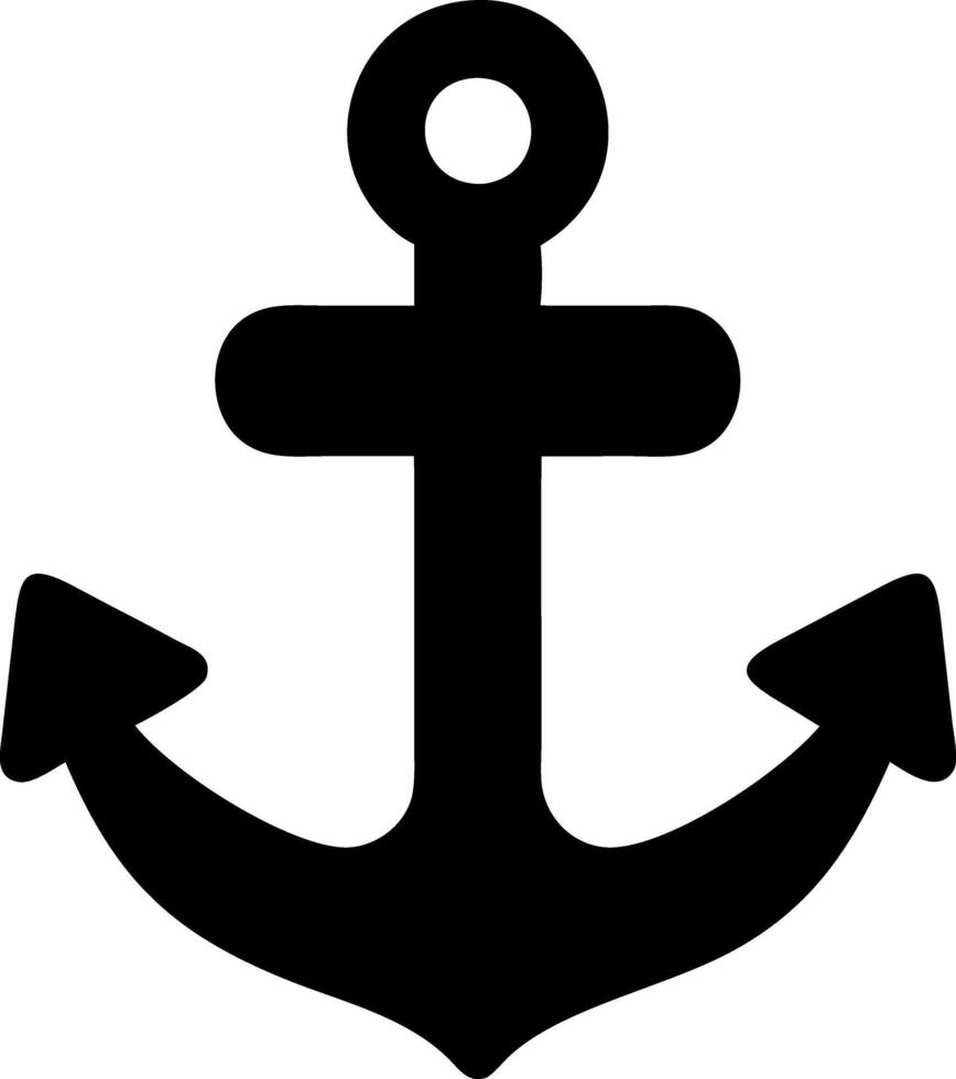 anchor black fill icon vector