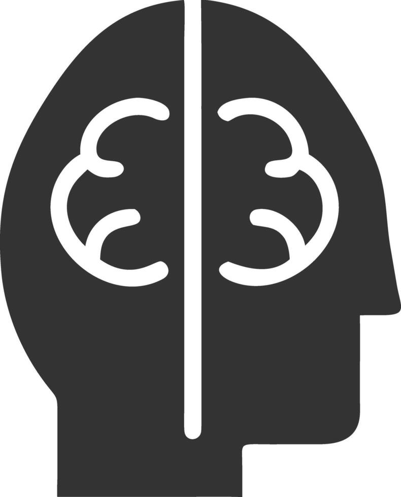 brain black fill icon vector