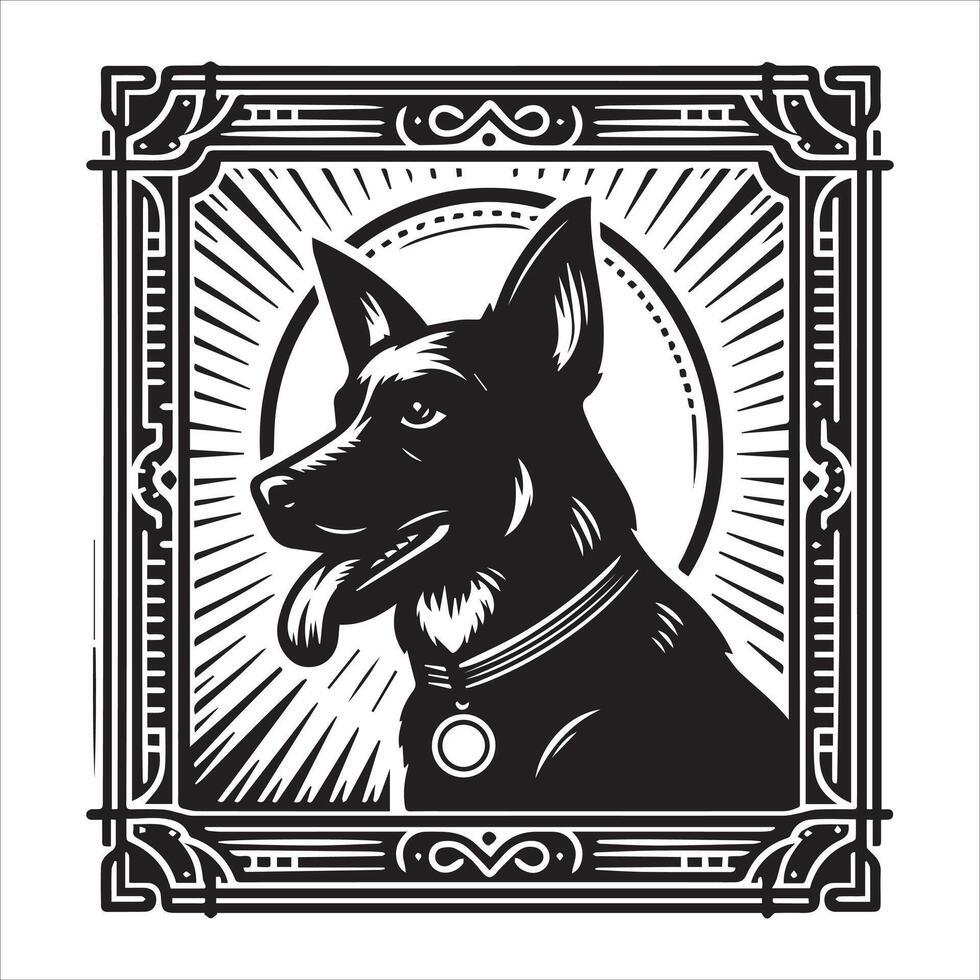 Print editable dog bundle in an illustration frame and floral dog logo vector