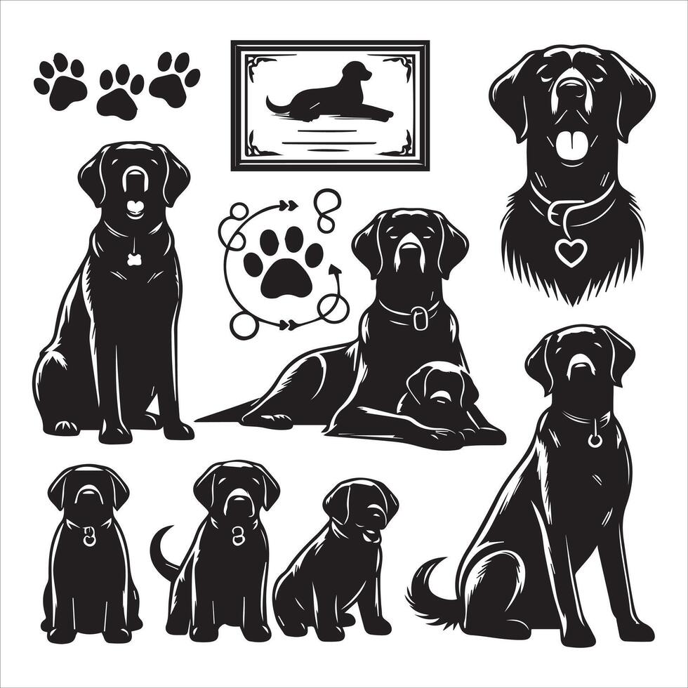Print editable dog bundle in an illustration frame and floral dog logo vector