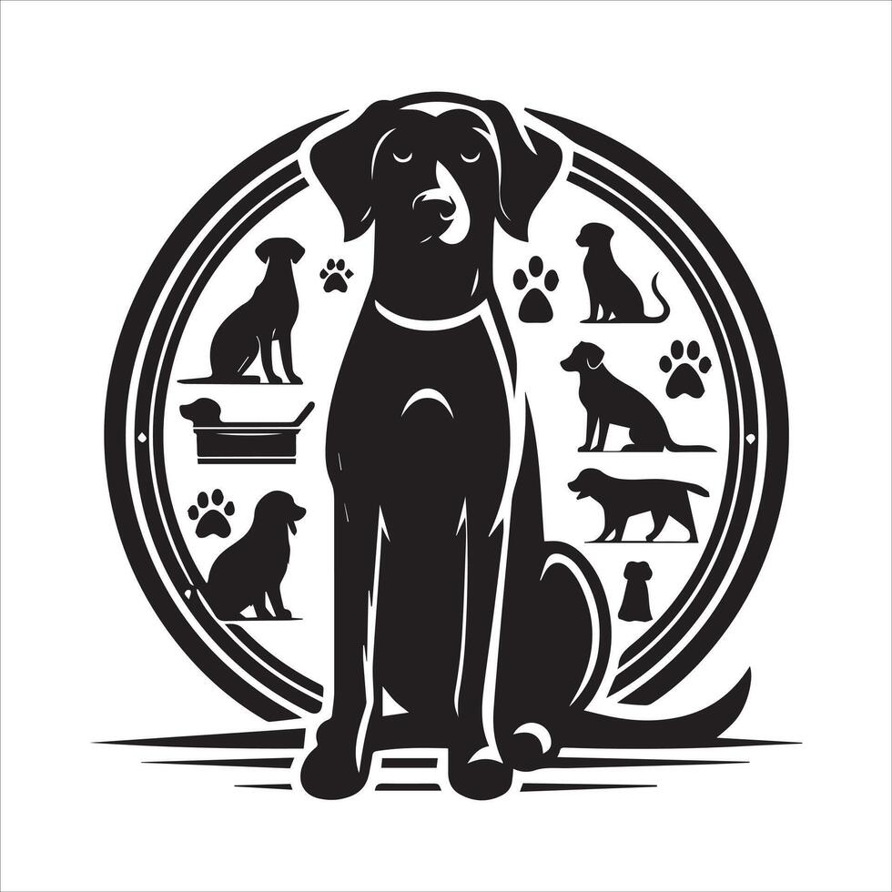 Print editable dog bundle in an illustration frame and floral dog logo vector