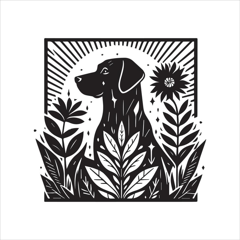 Dog shilhouette design bundle with illustration frames editable vector