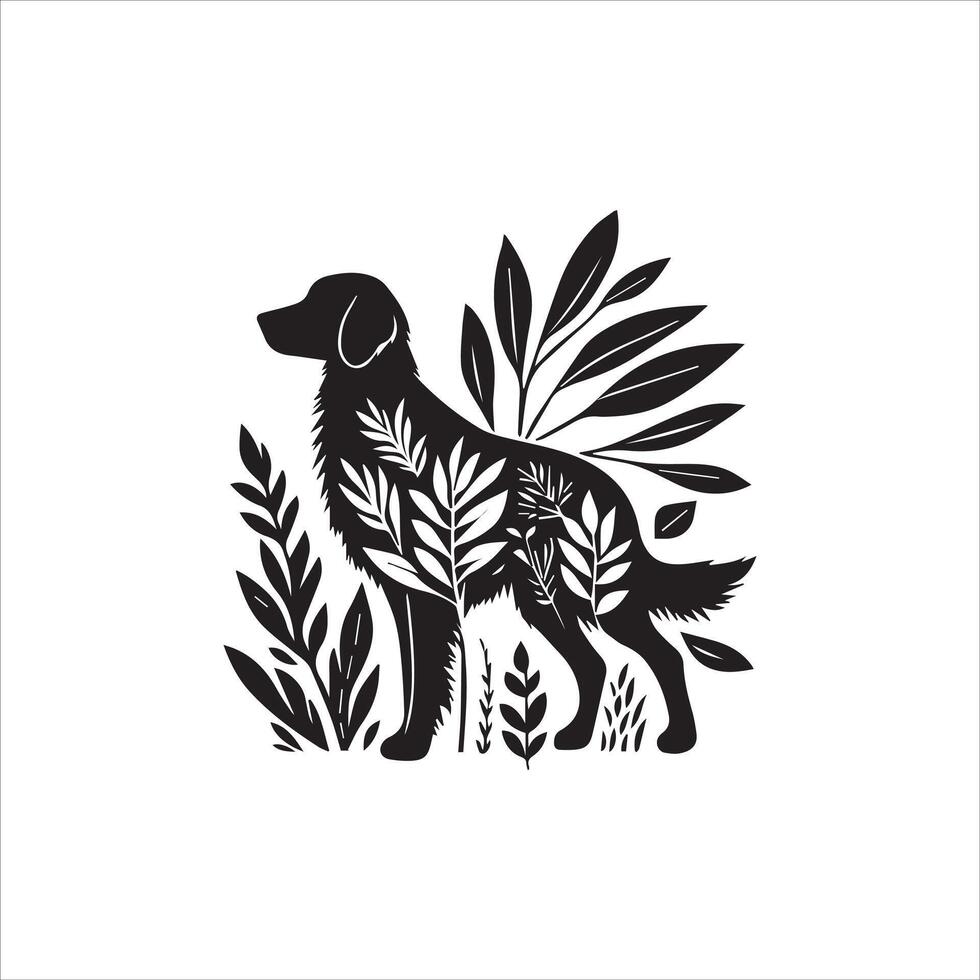 Dog shilhouette design bundle with illustration frames editable vector