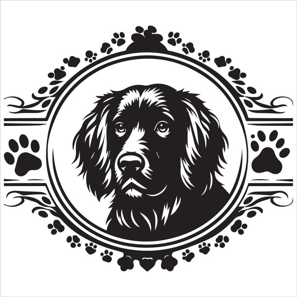 Print editable dog bundle in an illustration frame and floral dog logo vector