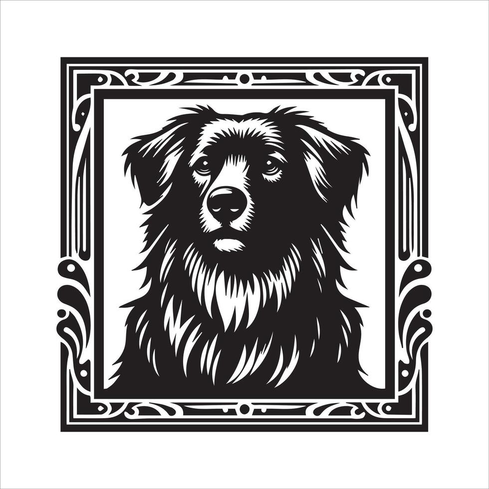 Print editable dog bundle in an illustration frame and floral dog logo vector
