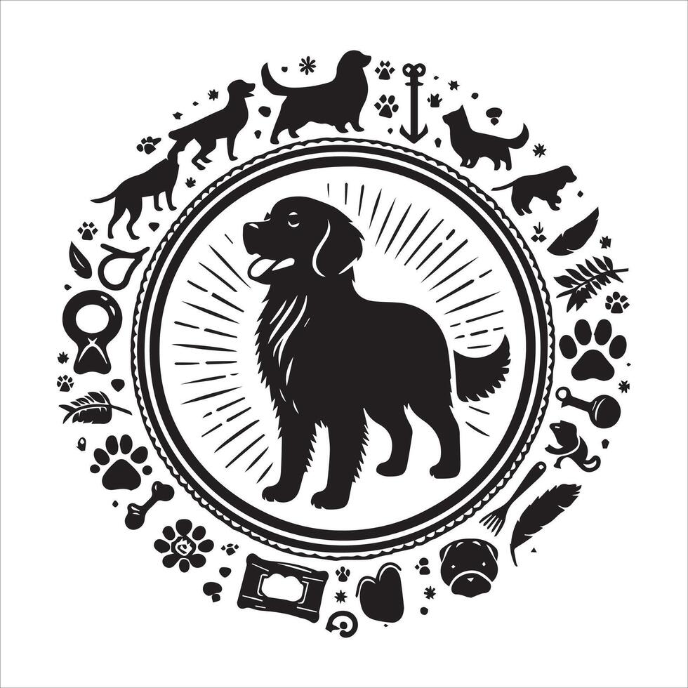 Print editable dog bundle in an illustration frame and floral dog logo vector