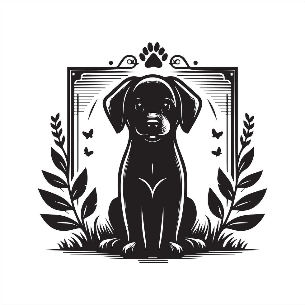 Print editable dog bundle in an illustration frame and floral dog logo vector