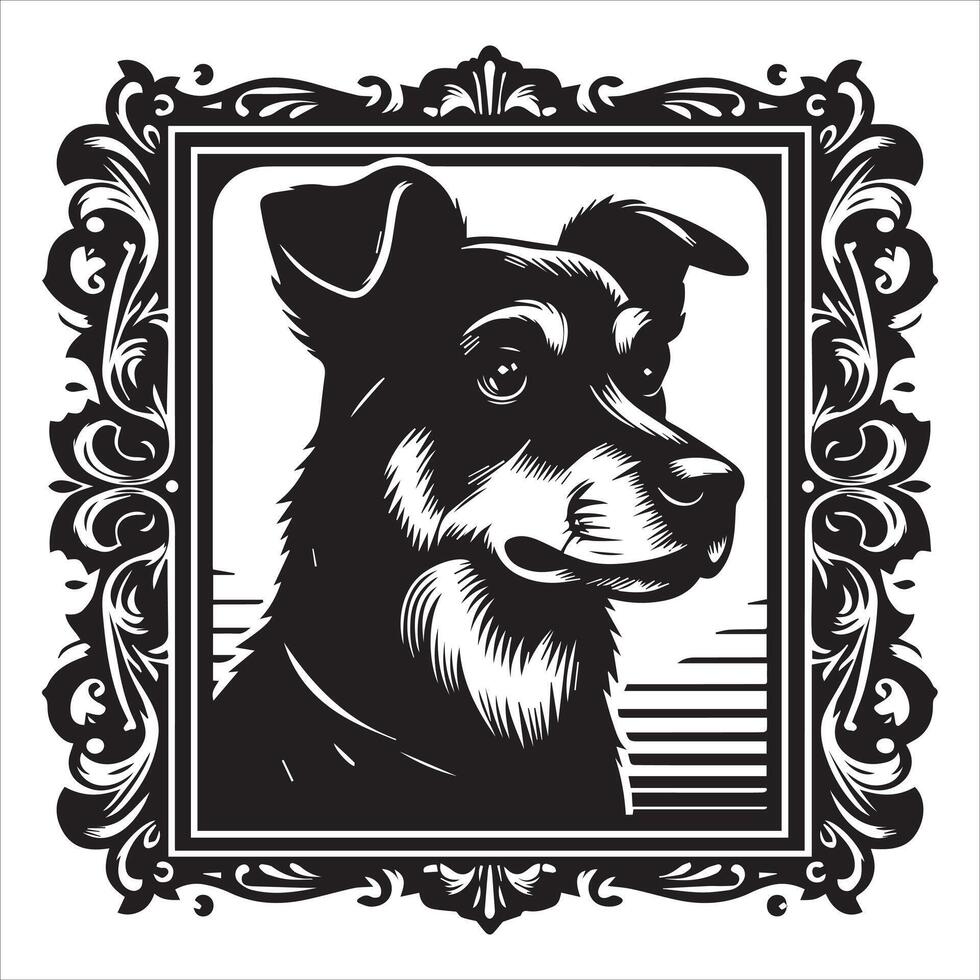 Print editable dog bundle in an illustration frame and floral dog logo vector