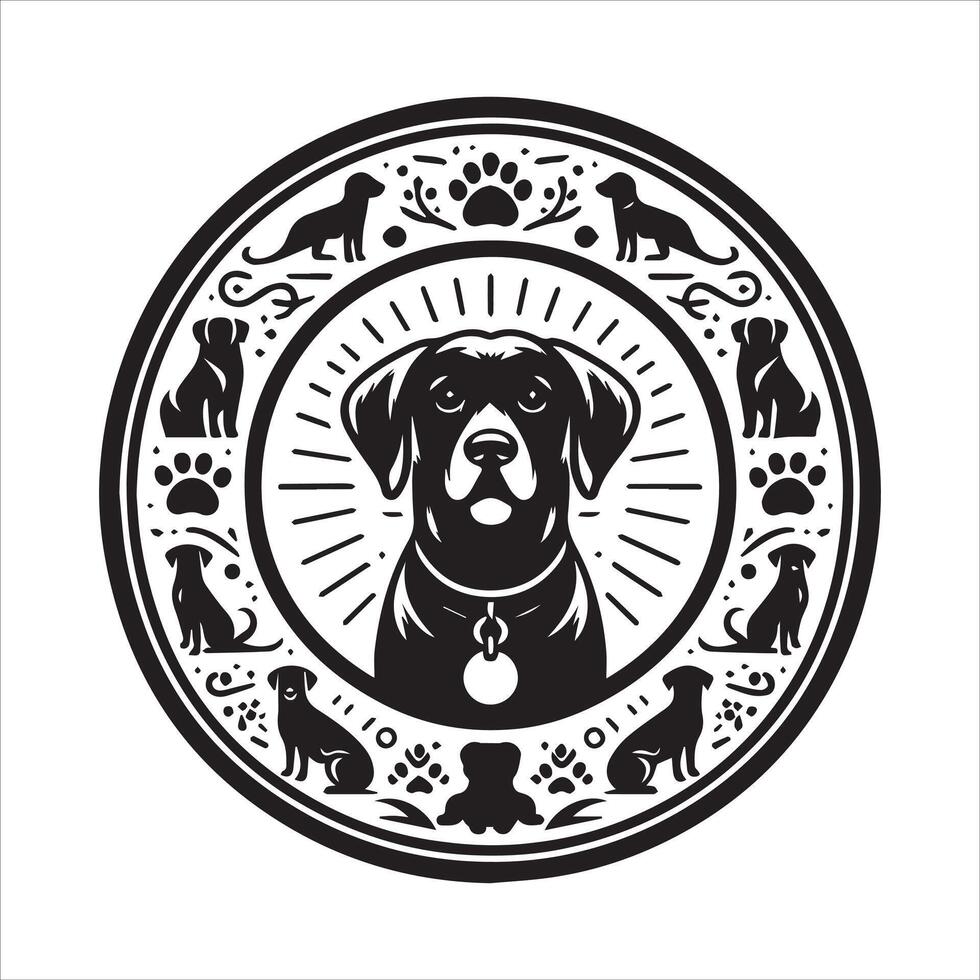 Print editable dog bundle in an illustration frame and floral dog logo vector