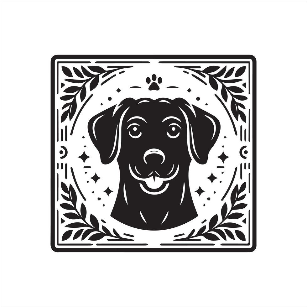 Print editable dog bundle in an illustration frame and floral dog logo vector