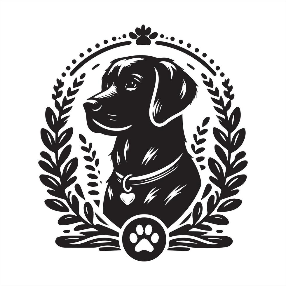 Print editable dog bundle in an illustration frame and floral dog logo vector