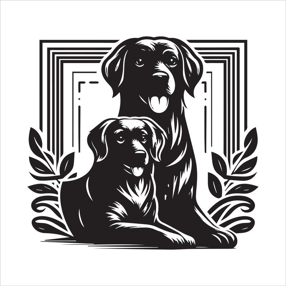 Print editable dog bundle in an illustration frame and floral dog logo vector