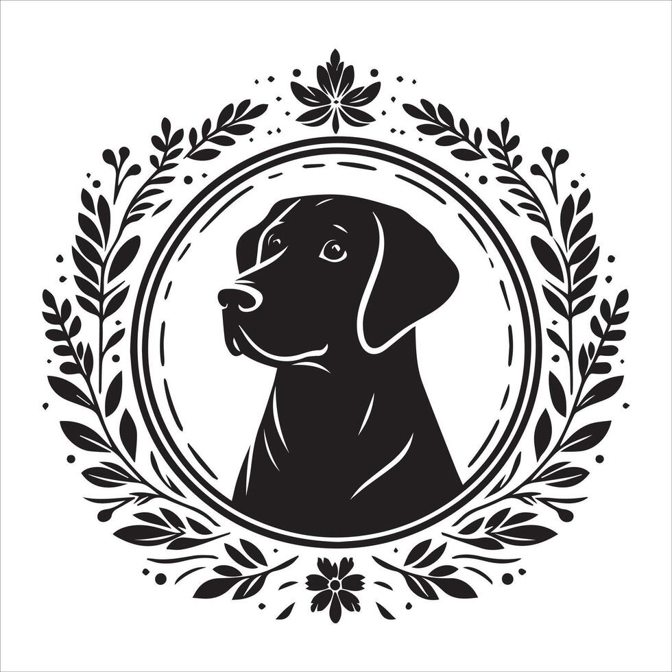 Print editable dog bundle in an illustration frame and floral dog logo vector