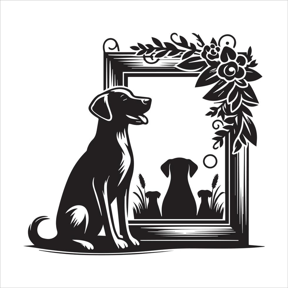 Print editable dog bundle in an illustration frame and floral dog logo vector