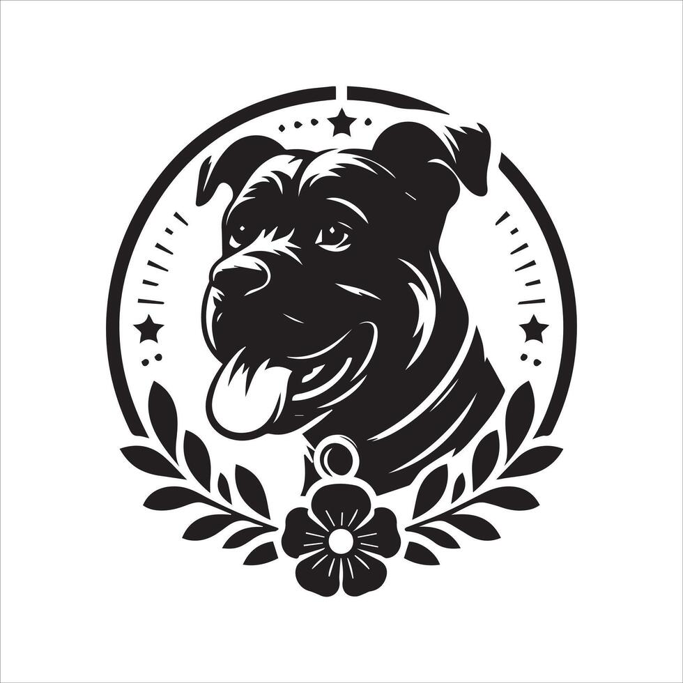 Print editable dog bundle in an illustration frame and floral dog logo vector